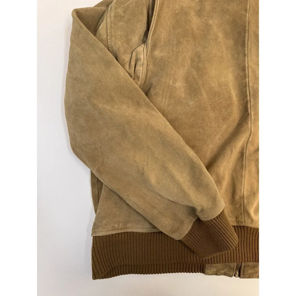 Vintage Polo Country Ralph Lauren Suede Flight Jacket Plaid Lined DISTRESSED XL